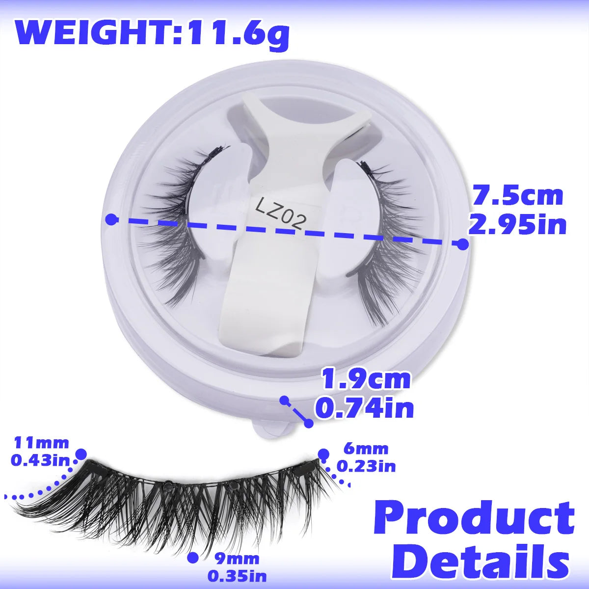 Cils magnétiques 1/2 paires, faux cils 3D faits main, réutilisables, naturels, longs, avec pince à épiler