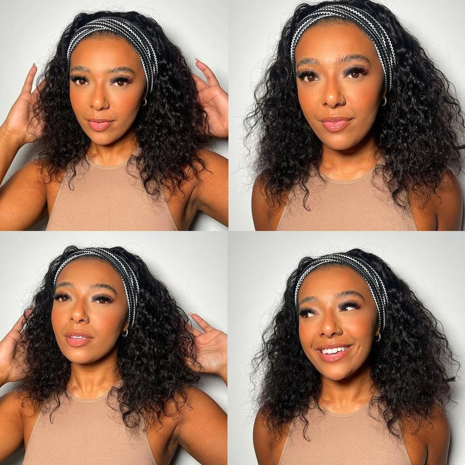 Perruque bandeau cheveux humains crépus bouclés MYLOCKME sans colle entièrement fabriquée à la machine perruques de cheveux humains brésiliens Remy pour femmes densité 180 %