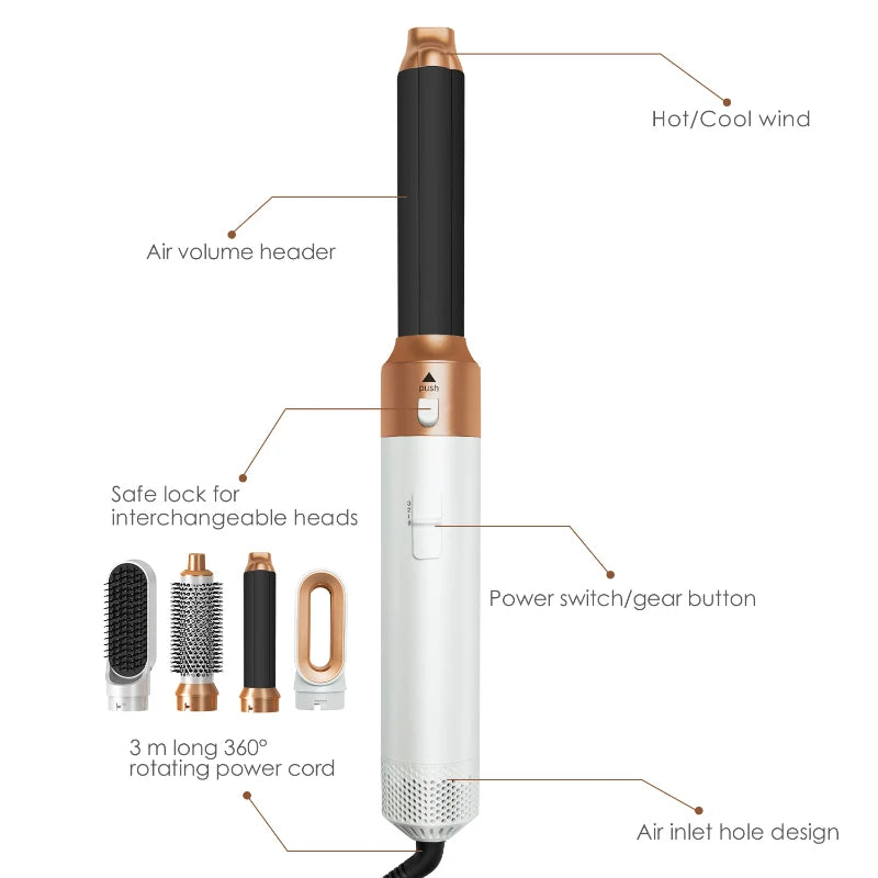 Ensemble de sèche-cheveux 5 en 1, peigne chauffant, fer à friser professionnel, lisseur, outil de coiffure pour sèche-cheveux Dyson Airwrap, usage domestique