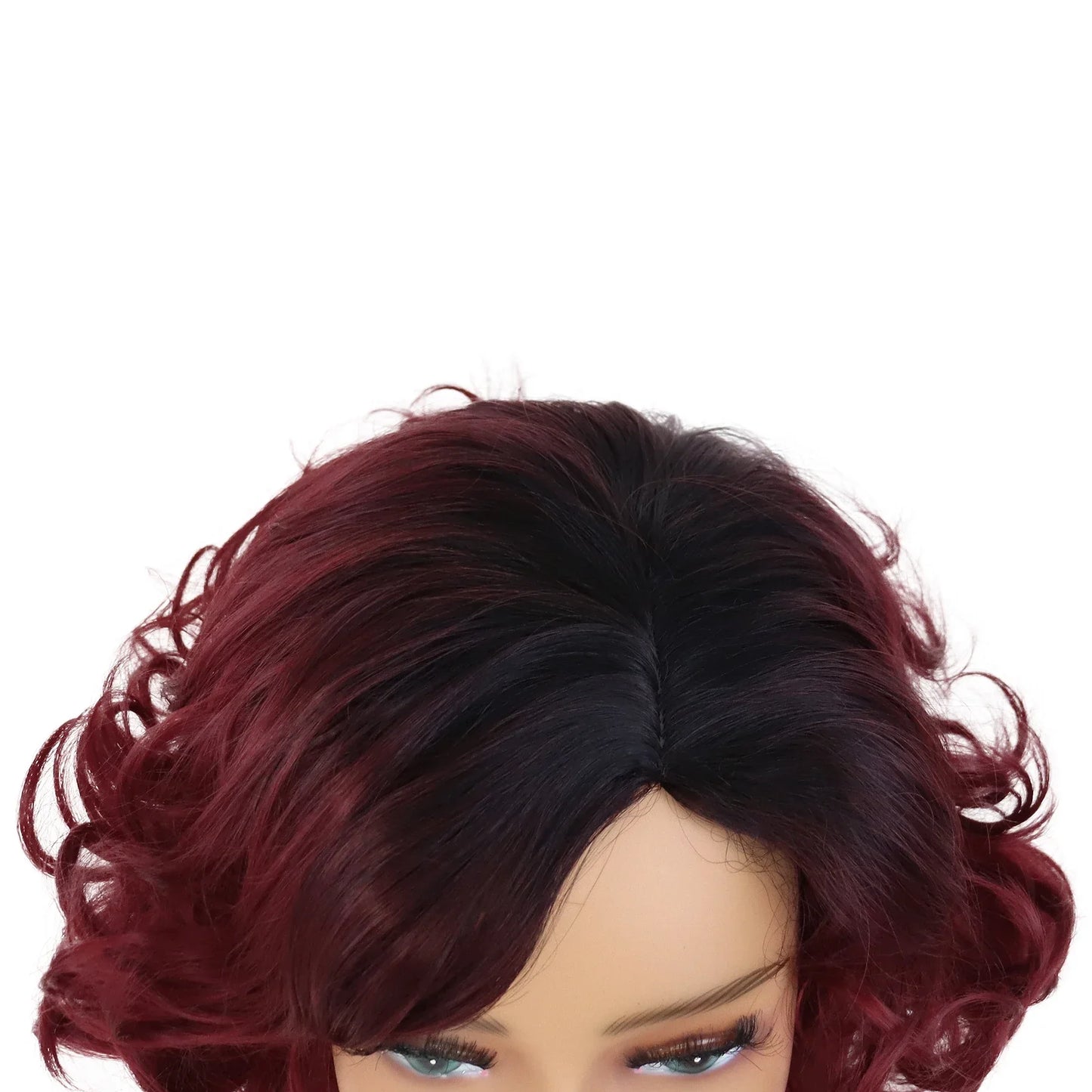 GNIMEGIL Synthetic Hair Afro Wig Kinky Curly Wigs for Black Women Short Hairstyle Wine Red Ombre Wig Dark Root Soft Hair Bob Wig