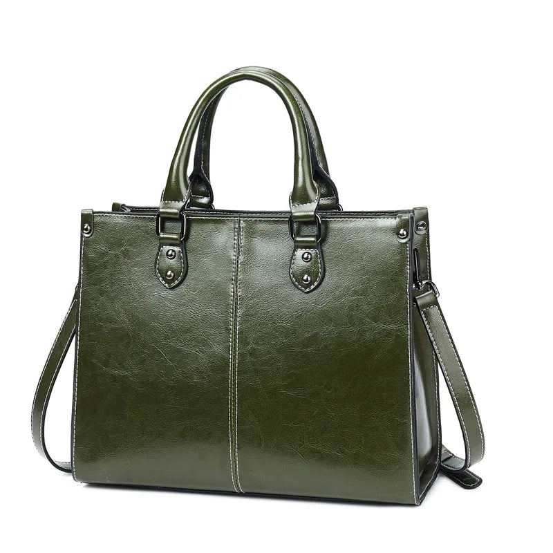 Sac à main en cuir véritable pour femme, sac à bandoulière, fourre-tout, pour le shopping, le bureau, en cuir de vache véritable, sacoche à poignée supérieure