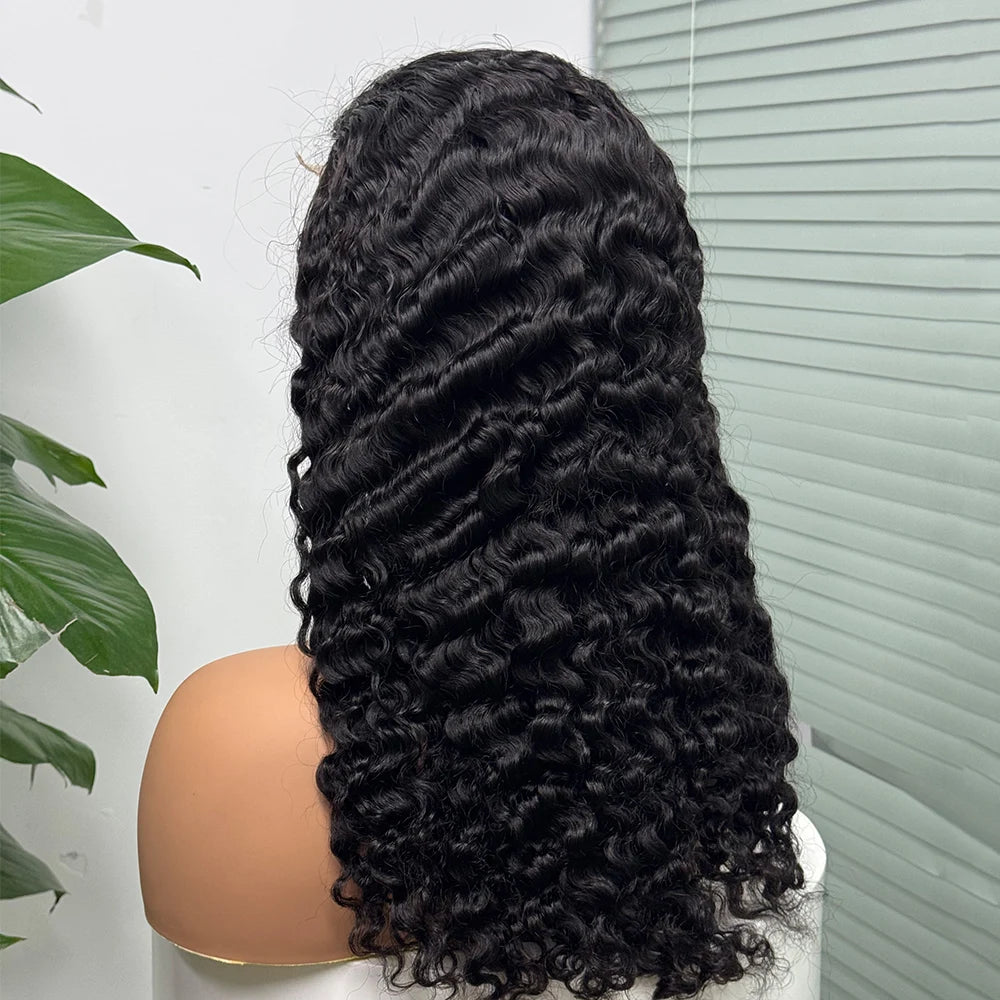 Perruque birmane bouclée ombrée 5x5, densité 300 %, cheveux humains à double trame, avec dentelle transparente sur le devant, pour femmes noires