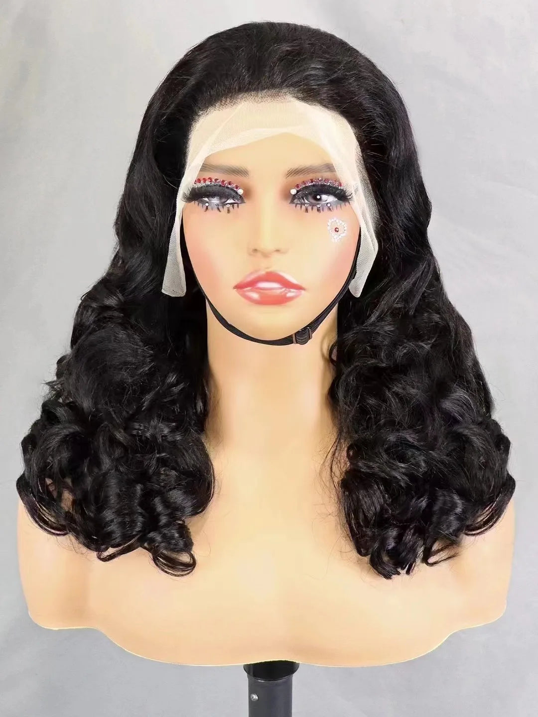 300% Density Bouncy Loose Wave Bob Human Hair Wigs for Black Women Glueless 13x4 Transparent Lace Frontal Brazilian Remy Hair