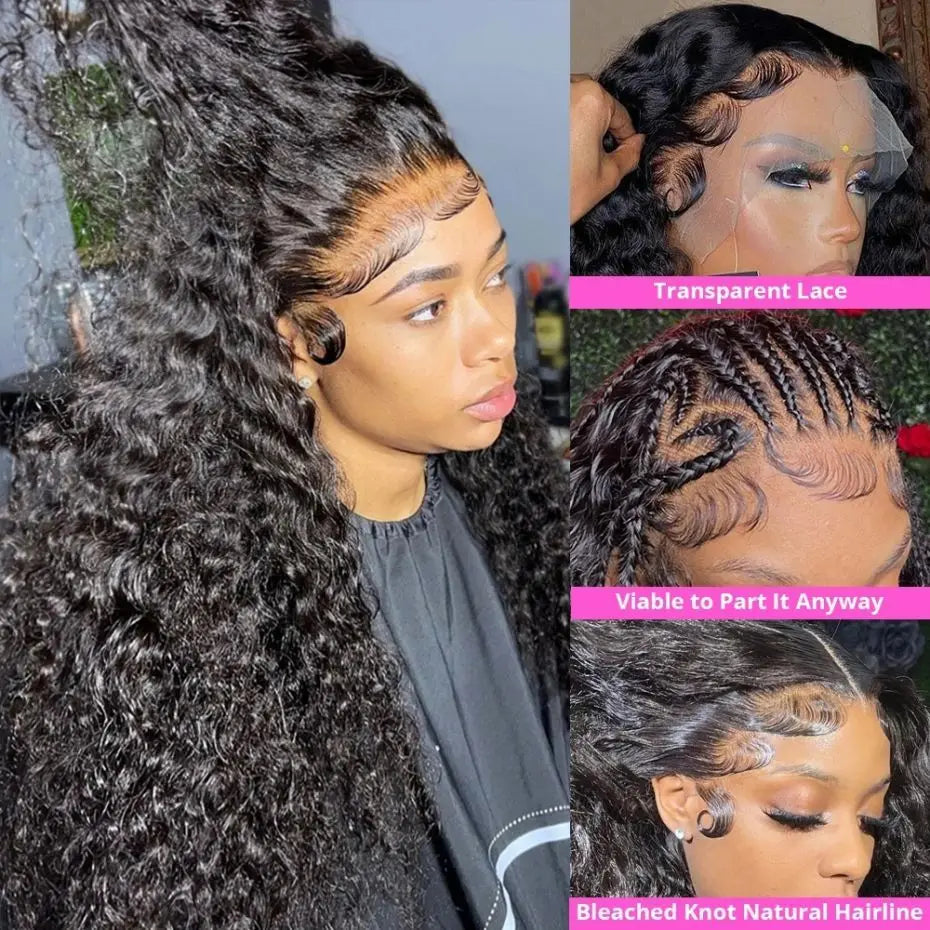 Perruques Lace Front Wigs Deep Wave, cheveux humains pré-épilés, densité 200, perruques HD Frontal Wigs, perruques sans colle