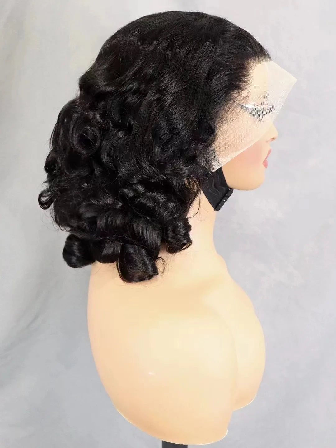 300% Density Bouncy Loose Wave Bob Human Hair Wigs for Black Women Glueless 13x4 Transparent Lace Frontal Brazilian Remy Hair