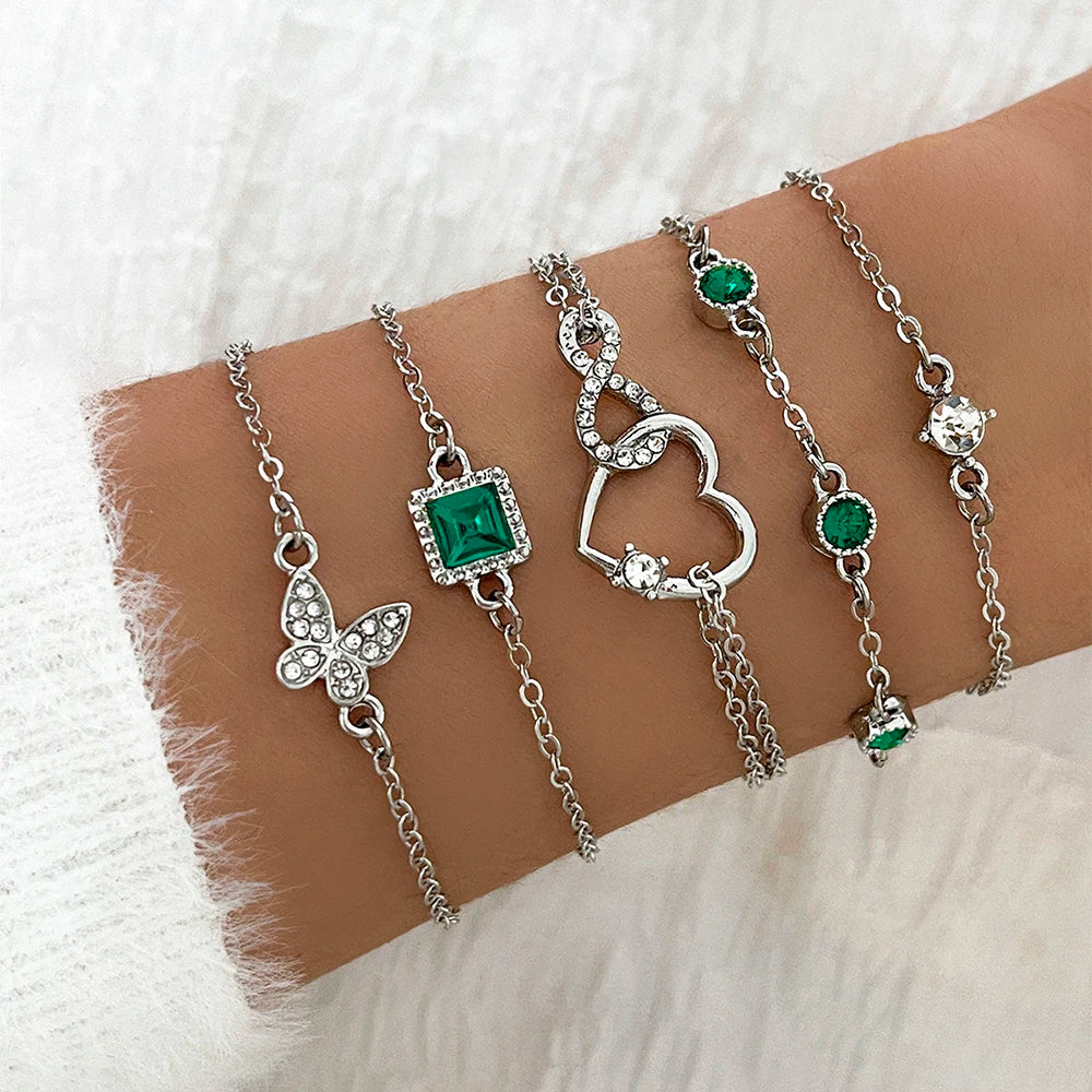 Lot de 4 bracelets tendance en métal et strass, imitation serpent, pour femme, idéal comme cadeau d'anniversaire ou de fête