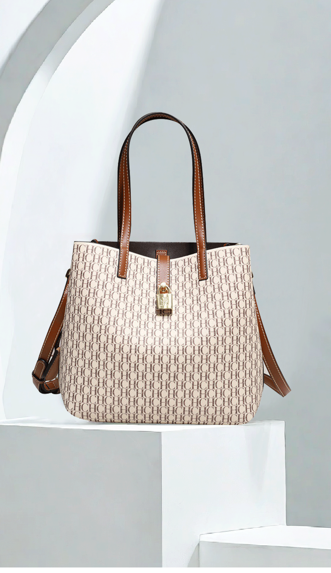 Sac à bandoulière polyvalent en cuir de qualité supérieure CH pour femme, grande capacité, idéal pour les déplacements quotidiens, avec imprimé lettre, tendance