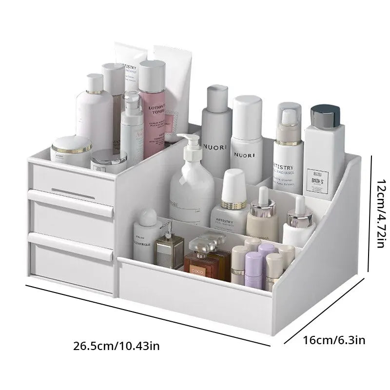 1 tiroir blanc pour maquillage, boîte de rangement, finition dortoir, étagère en plastique, cosmétiques, soins de la peau, coiffeuse, bureau