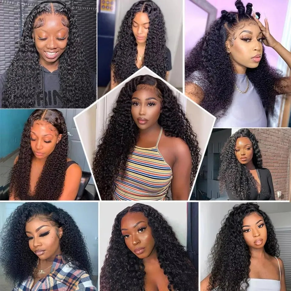 Perruques Lace Front Wigs Deep Wave, cheveux humains pré-épilés, densité 200, perruques HD Frontal Wigs, perruques sans colle