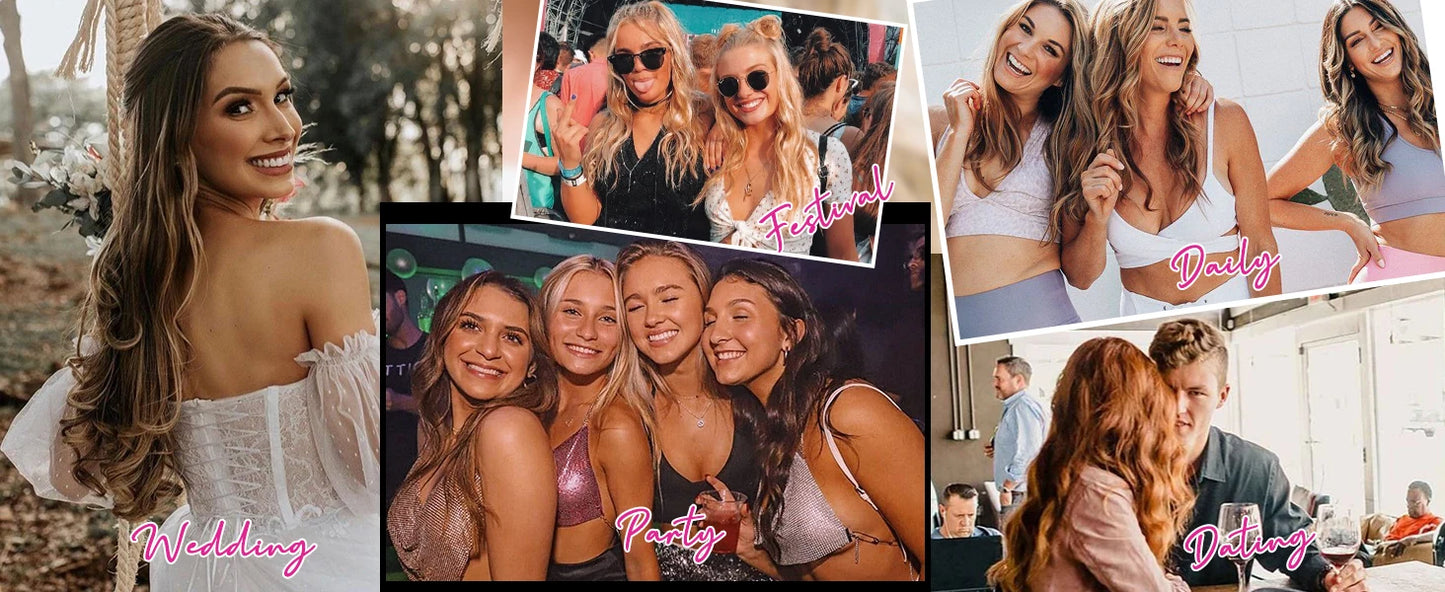 Extensions de cheveux à clipser, 16 clips, 55 cm de long, ondulées, pour femmes, tête complète, synthétiques