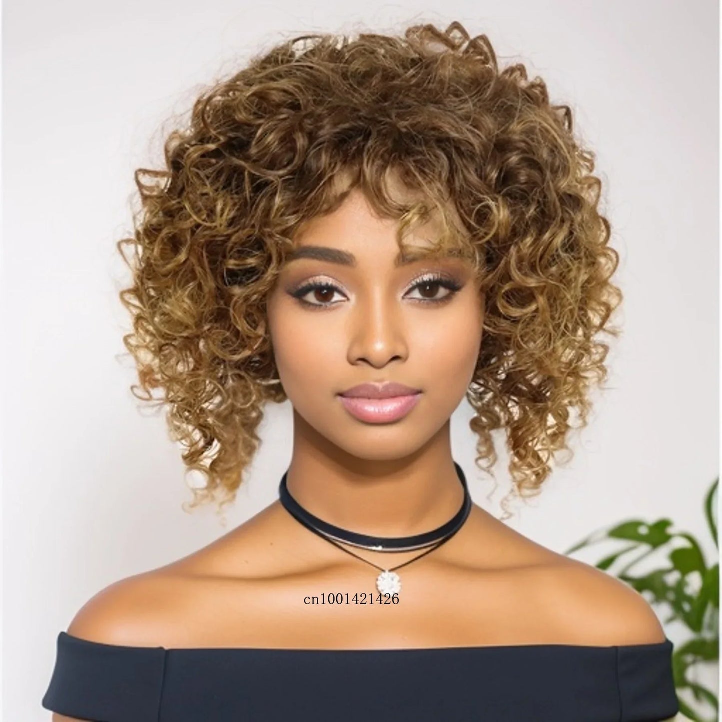 GNIMEGIL Synthetic Hair Afro Wig Kinky Curly Wigs for Black Women Short Hairstyle Wine Red Ombre Wig Dark Root Soft Hair Bob Wig
