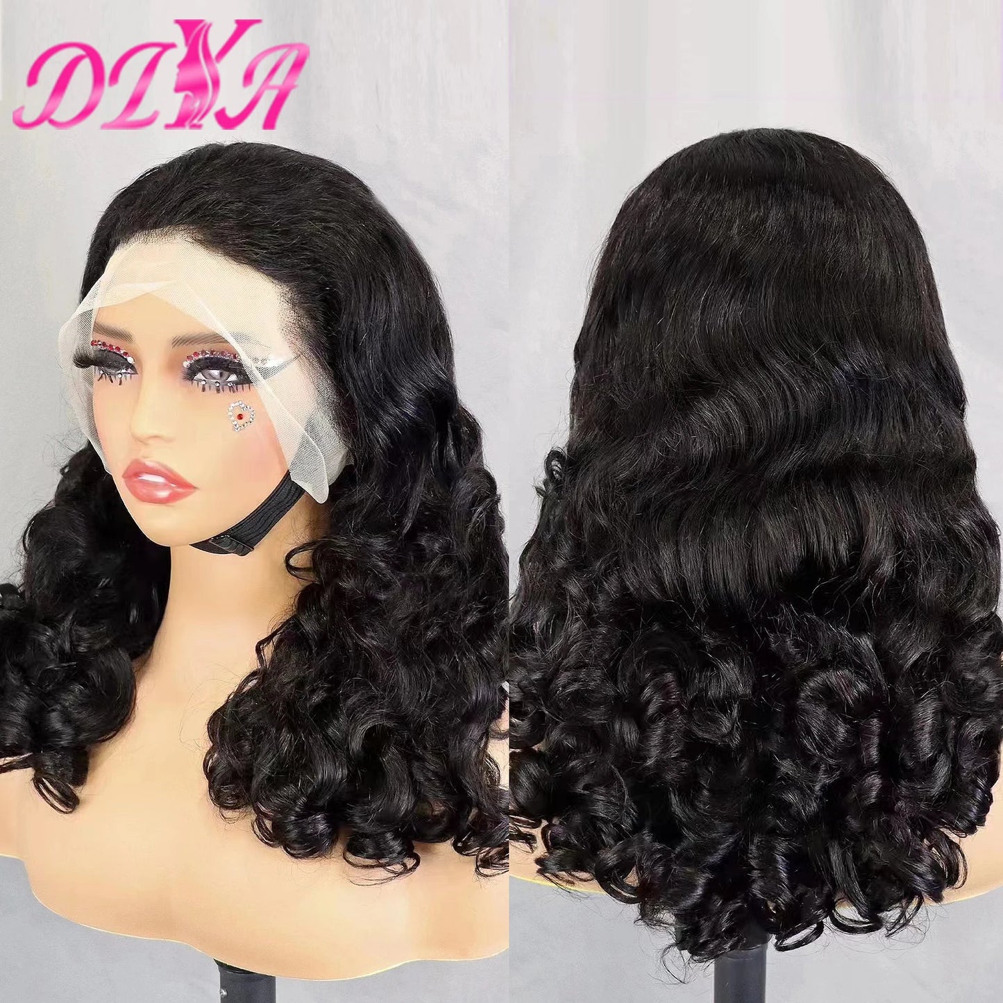 300% Density Bouncy Loose Wave Bob Human Hair Wigs for Black Women Glueless 13x4 Transparent Lace Frontal Brazilian Remy Hair