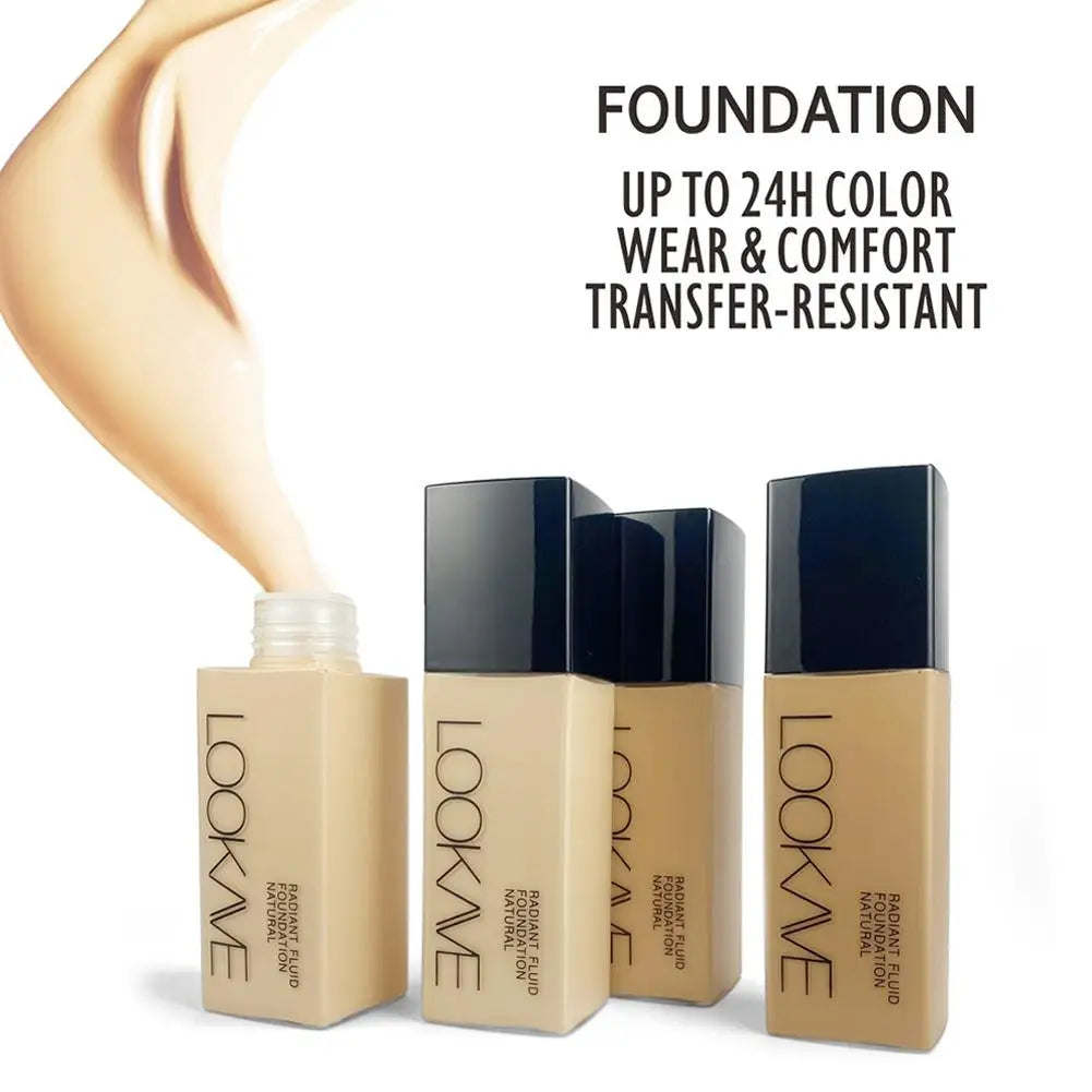 Fond de teint liquide LOOKAVE longue tenue, couvrance totale, crème mate, fond de teint CC, correcteur de maquillage, base liquide naturelle, hydratant