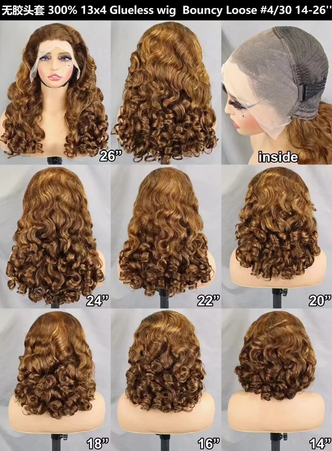 300% Density Bouncy Loose Wave Bob Human Hair Wigs for Black Women Glueless 13x4 Transparent Lace Frontal Brazilian Remy Hair