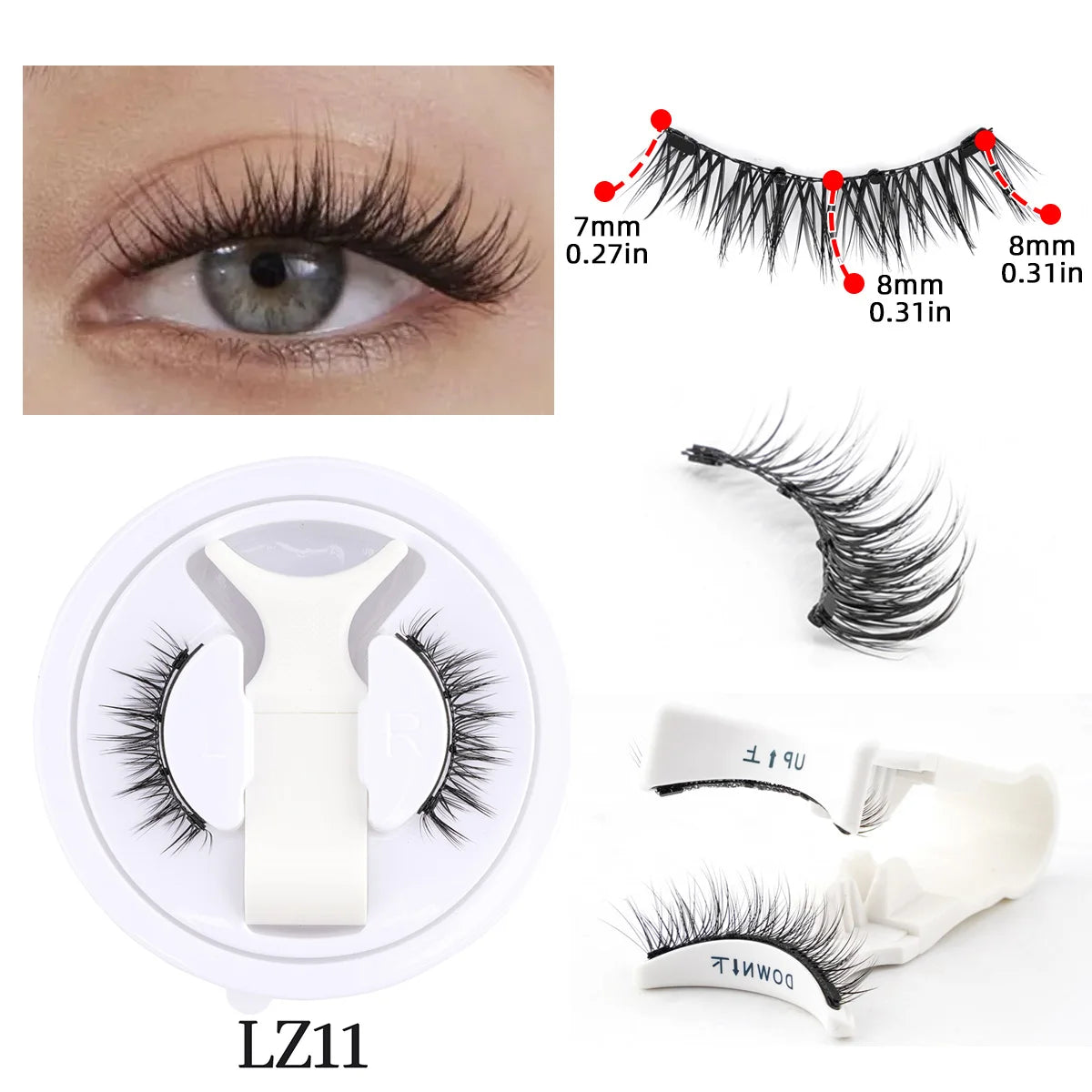 Cils magnétiques 1/2 paires, faux cils 3D faits main, réutilisables, naturels, longs, avec pince à épiler