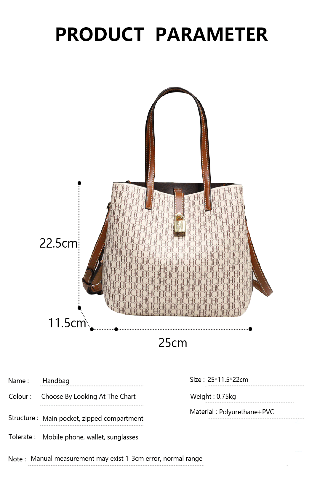 Sac à bandoulière polyvalent en cuir de qualité supérieure CH pour femme, grande capacité, idéal pour les déplacements quotidiens, avec imprimé lettre, tendance