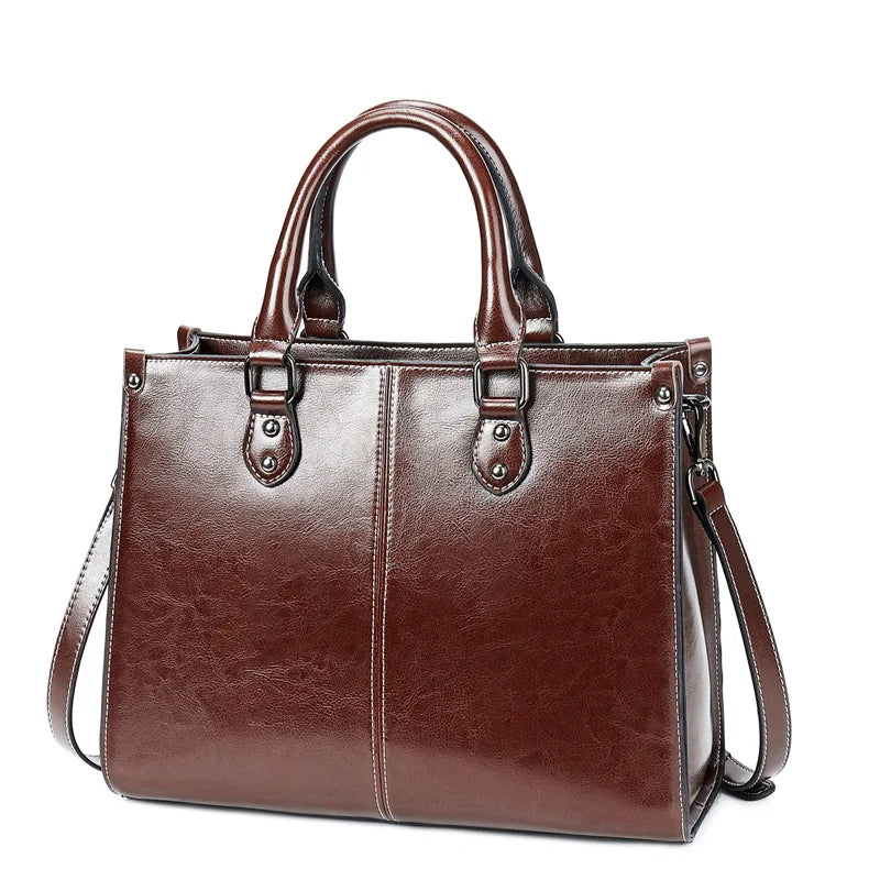 Sac à main en cuir véritable pour femme, sac à bandoulière, fourre-tout, pour le shopping, le bureau, en cuir de vache véritable, sacoche à poignée supérieure