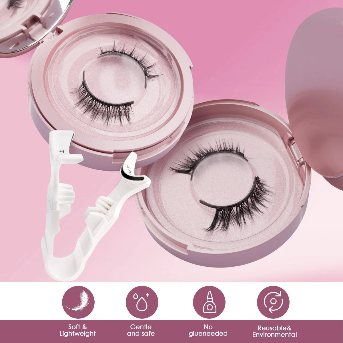 Cils magnétiques 1/2 paires, faux cils 3D faits main, réutilisables, naturels, longs, avec pince à épiler