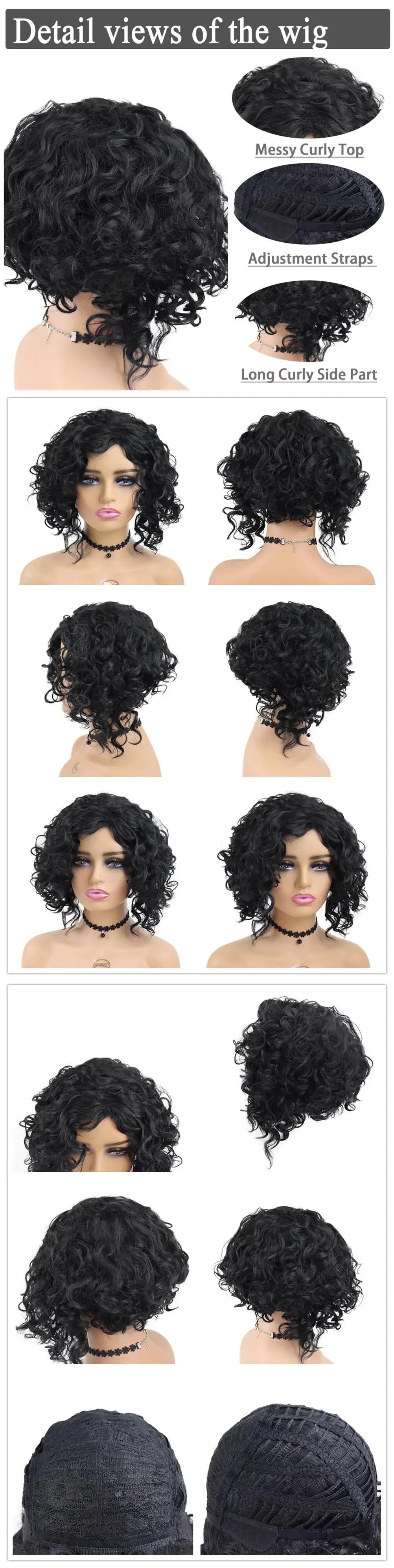 GNIMEGIL Synthetic Hair Afro Wig Kinky Curly Wigs for Black Women Short Hairstyle Wine Red Ombre Wig Dark Root Soft Hair Bob Wig