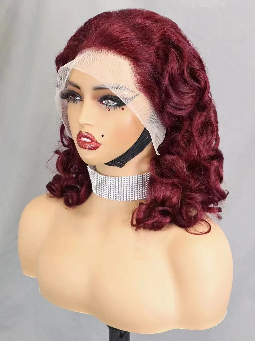 300% Density Bouncy Loose Wave Bob Human Hair Wigs for Black Women Glueless 13x4 Transparent Lace Frontal Brazilian Remy Hair