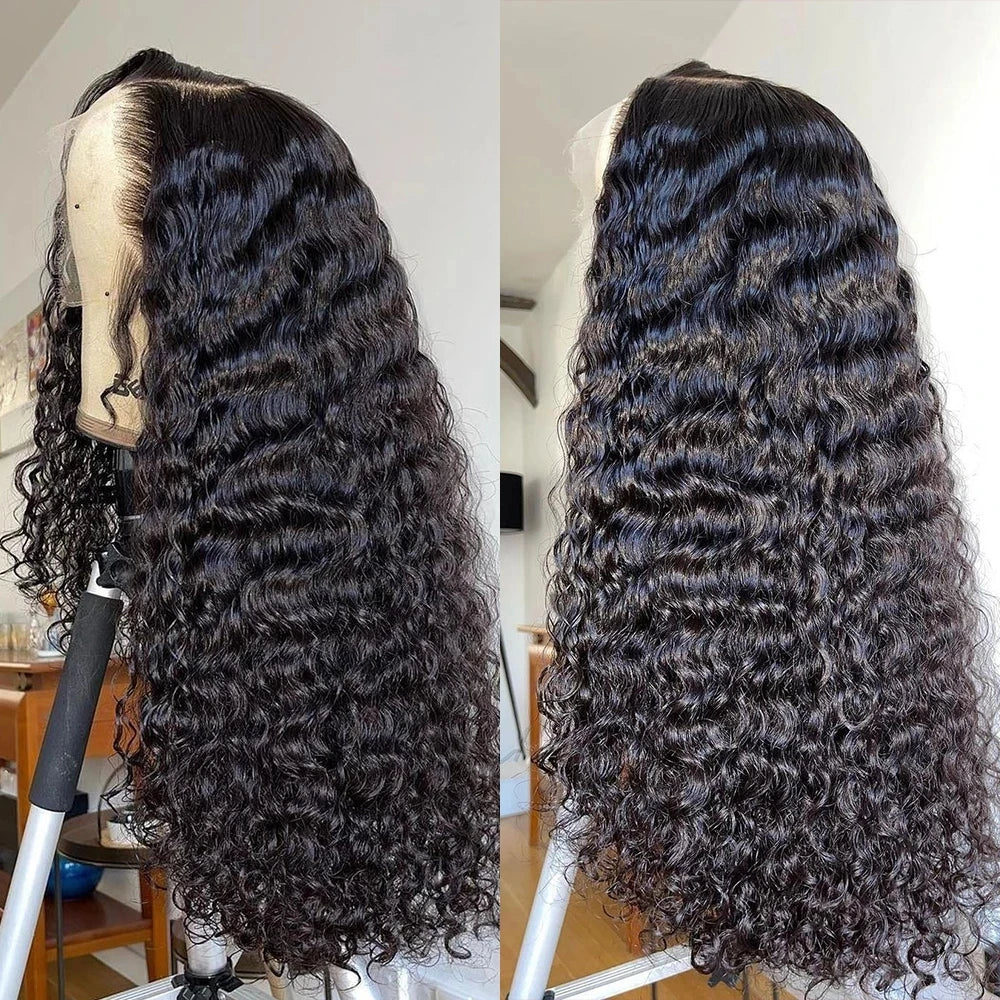 Perruques Lace Front Wigs Deep Wave, cheveux humains pré-épilés, densité 200, perruques HD Frontal Wigs, perruques sans colle