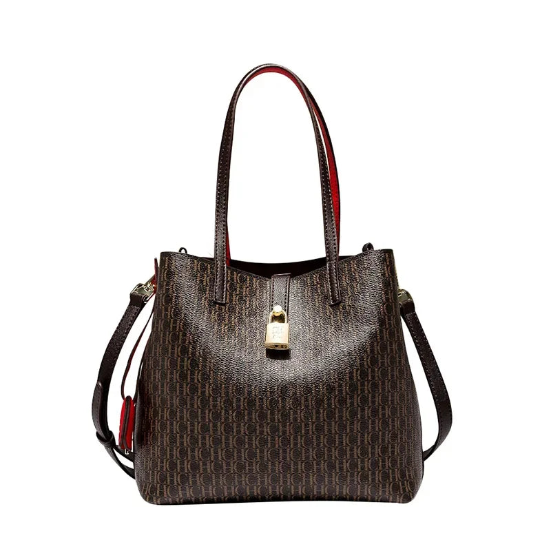 Sac à bandoulière polyvalent en cuir de qualité supérieure CH pour femme, grande capacité, idéal pour les déplacements quotidiens, avec imprimé lettre, tendance