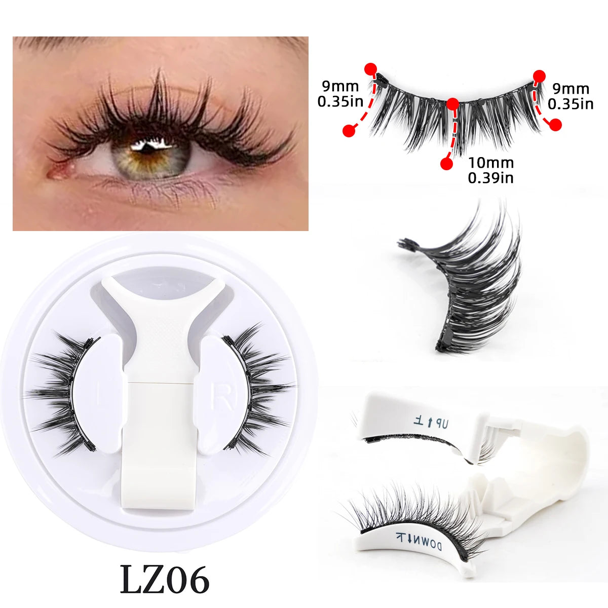 Cils magnétiques 1/2 paires, faux cils 3D faits main, réutilisables, naturels, longs, avec pince à épiler