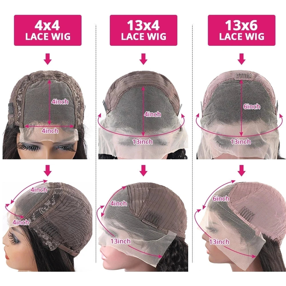 Perruques Lace Front Wigs Deep Wave, cheveux humains pré-épilés, densité 200, perruques HD Frontal Wigs, perruques sans colle