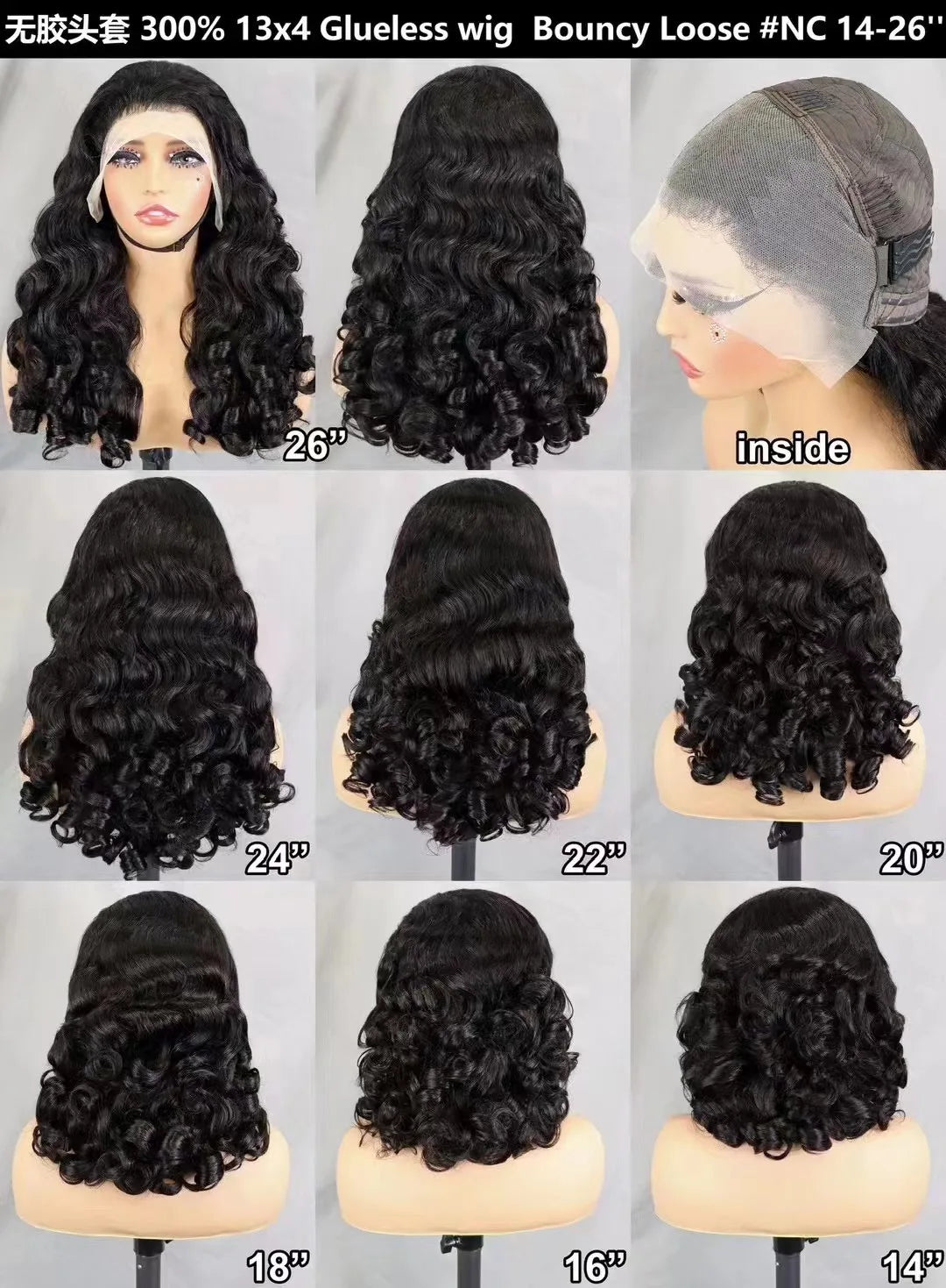 300% Density Bouncy Loose Wave Bob Human Hair Wigs for Black Women Glueless 13x4 Transparent Lace Frontal Brazilian Remy Hair