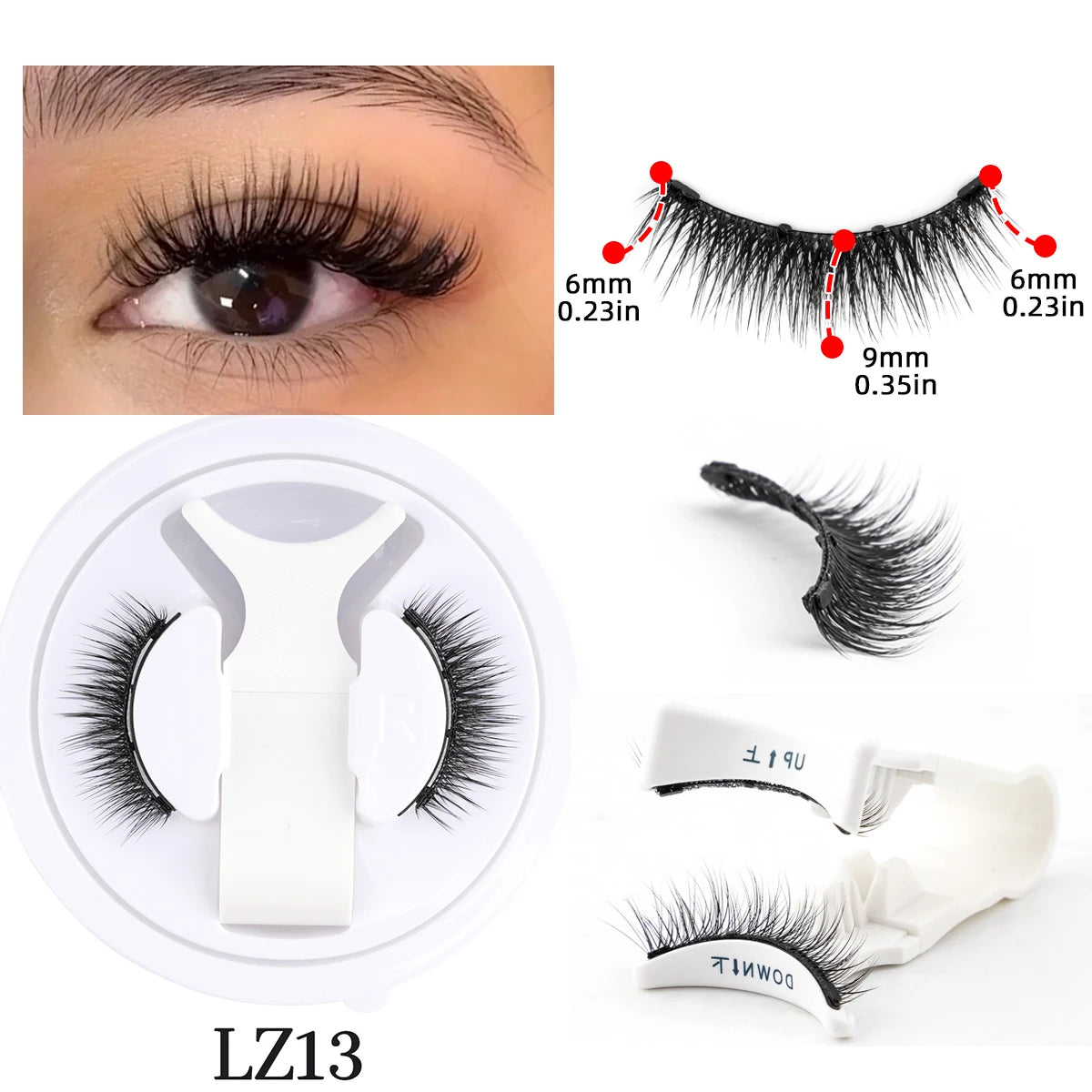 Cils magnétiques 1/2 paires, faux cils 3D faits main, réutilisables, naturels, longs, avec pince à épiler