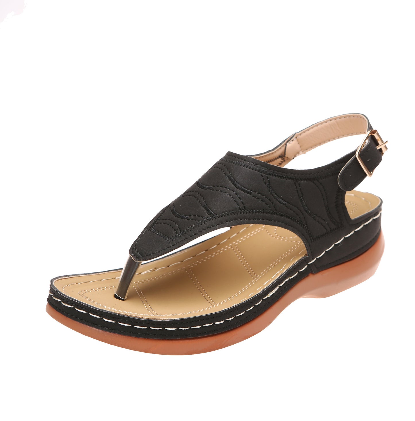 Chaussures d'été romaines rétro à clip pour femmes, sandales à boucle à la cheville