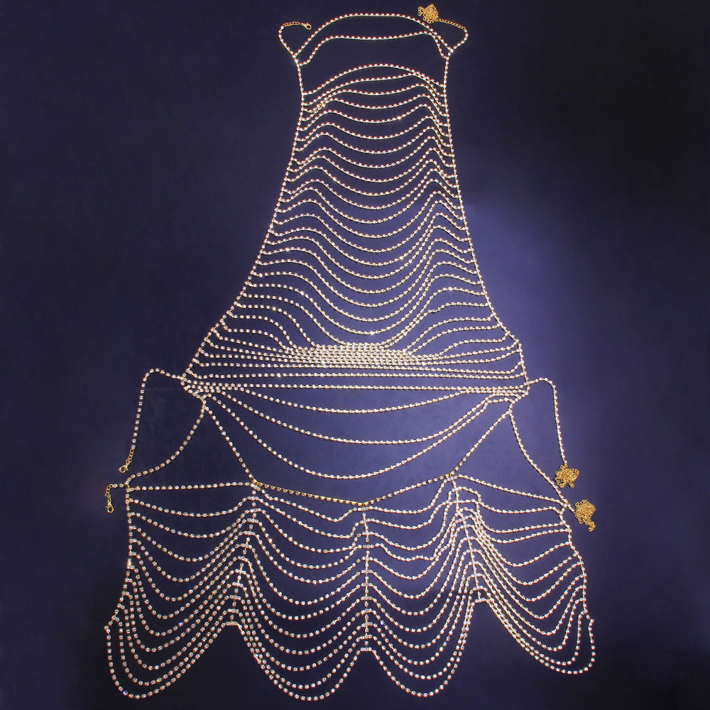 Chaîne de corps en strass tendance pour soirées en boîte de nuit
