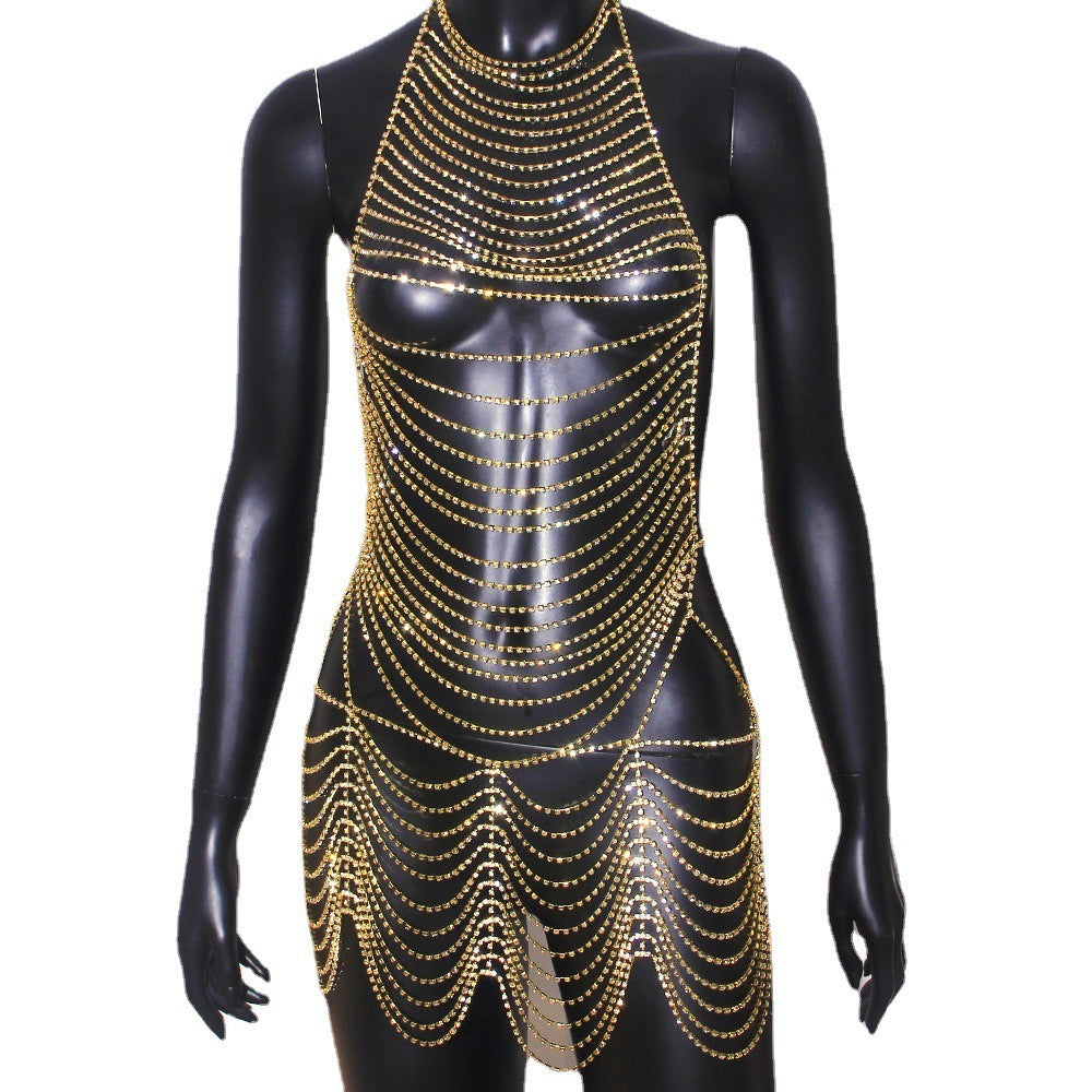 Chaîne de corps en strass tendance pour soirées en boîte de nuit