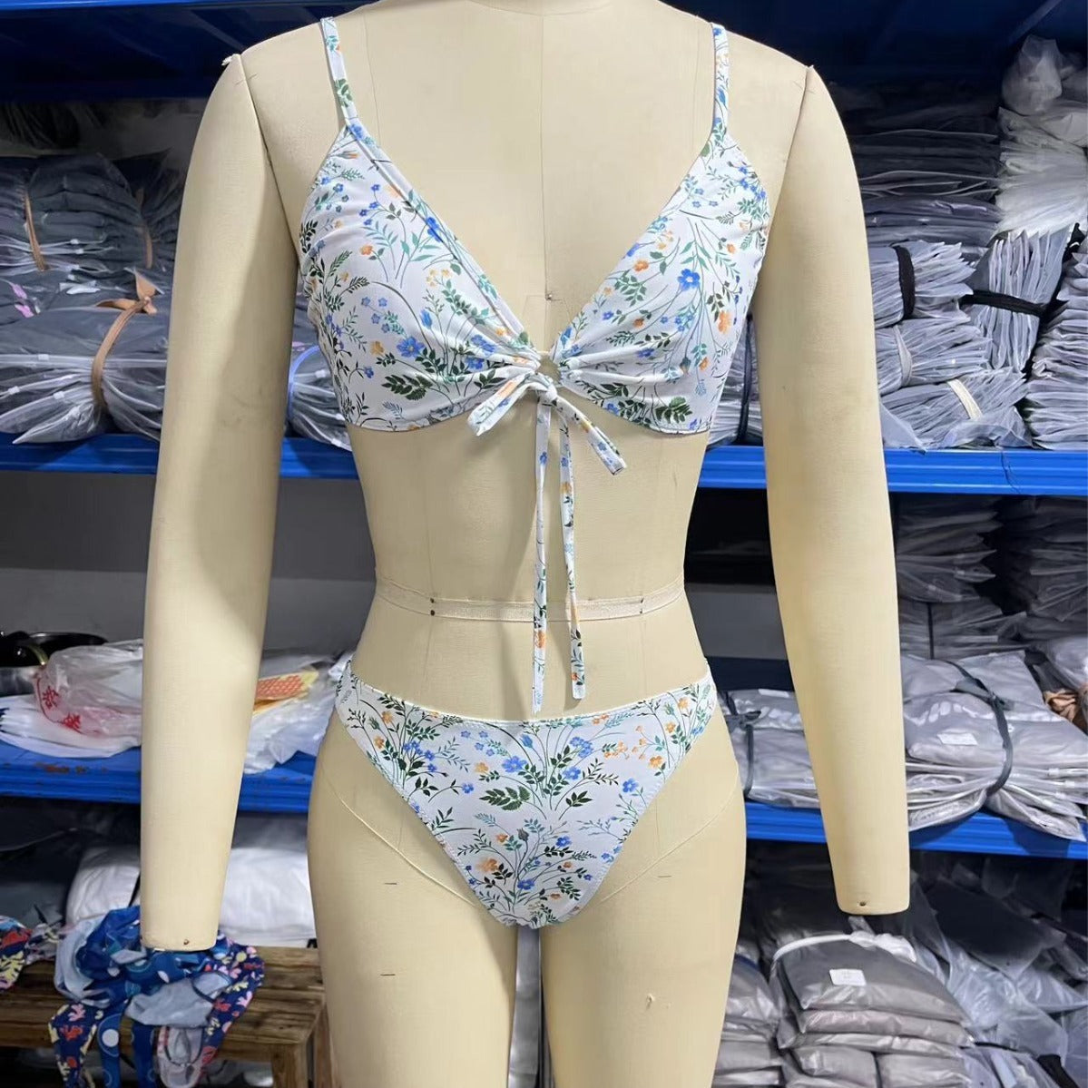 Maillot de bain bikini respirant à bandes pour femmes