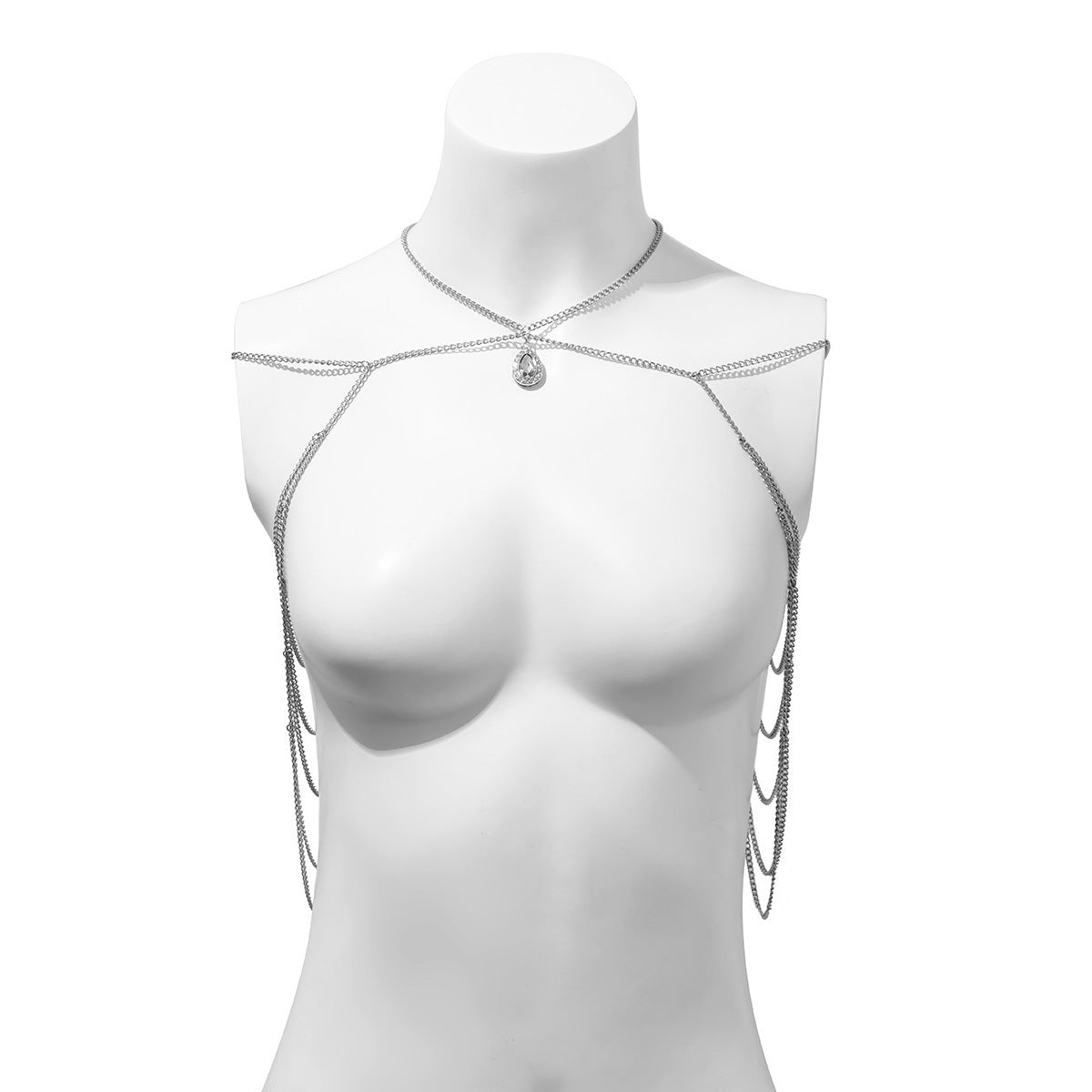 Collier en alliage avec gouttes simples et diamants