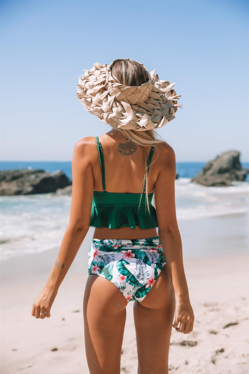 Maillot de bain imprimé tendance pour femme, à volants