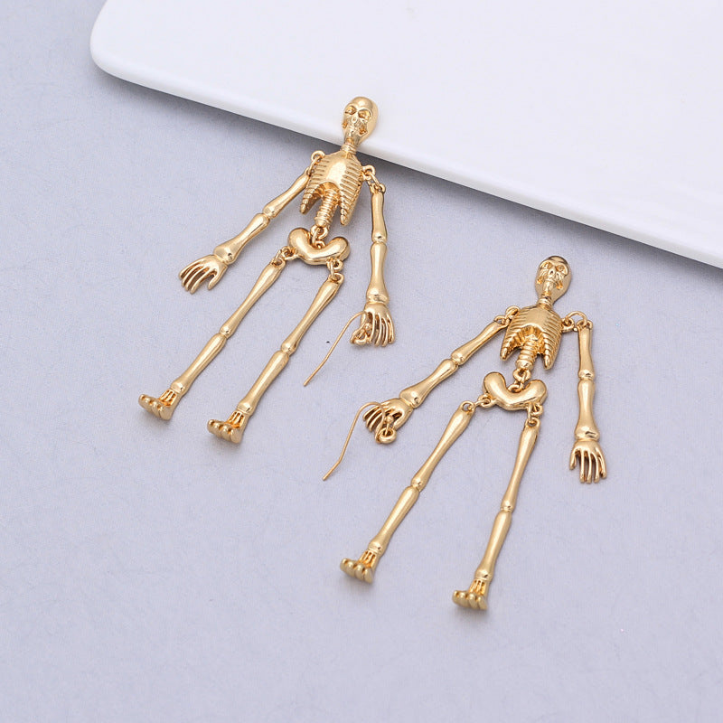 Boucles d'oreilles tête de mort en alliage pour femmes