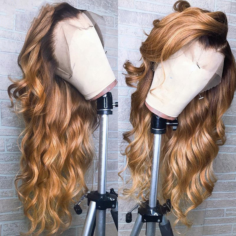 Perruques en cheveux humains Remy colorées avec dentelle frontale ombrée