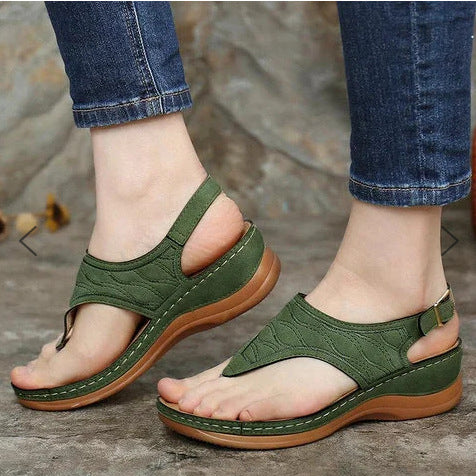 Chaussures d'été romaines rétro à clip pour femmes, sandales à boucle à la cheville