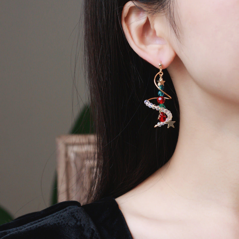 Boucles d'oreilles étoiles, clous d'oreilles, sapin de Noël, femme