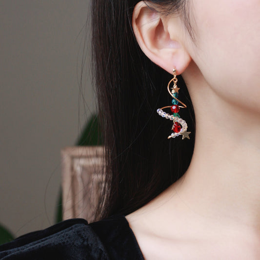 Boucles d'oreilles étoiles, clous d'oreilles, sapin de Noël, femme