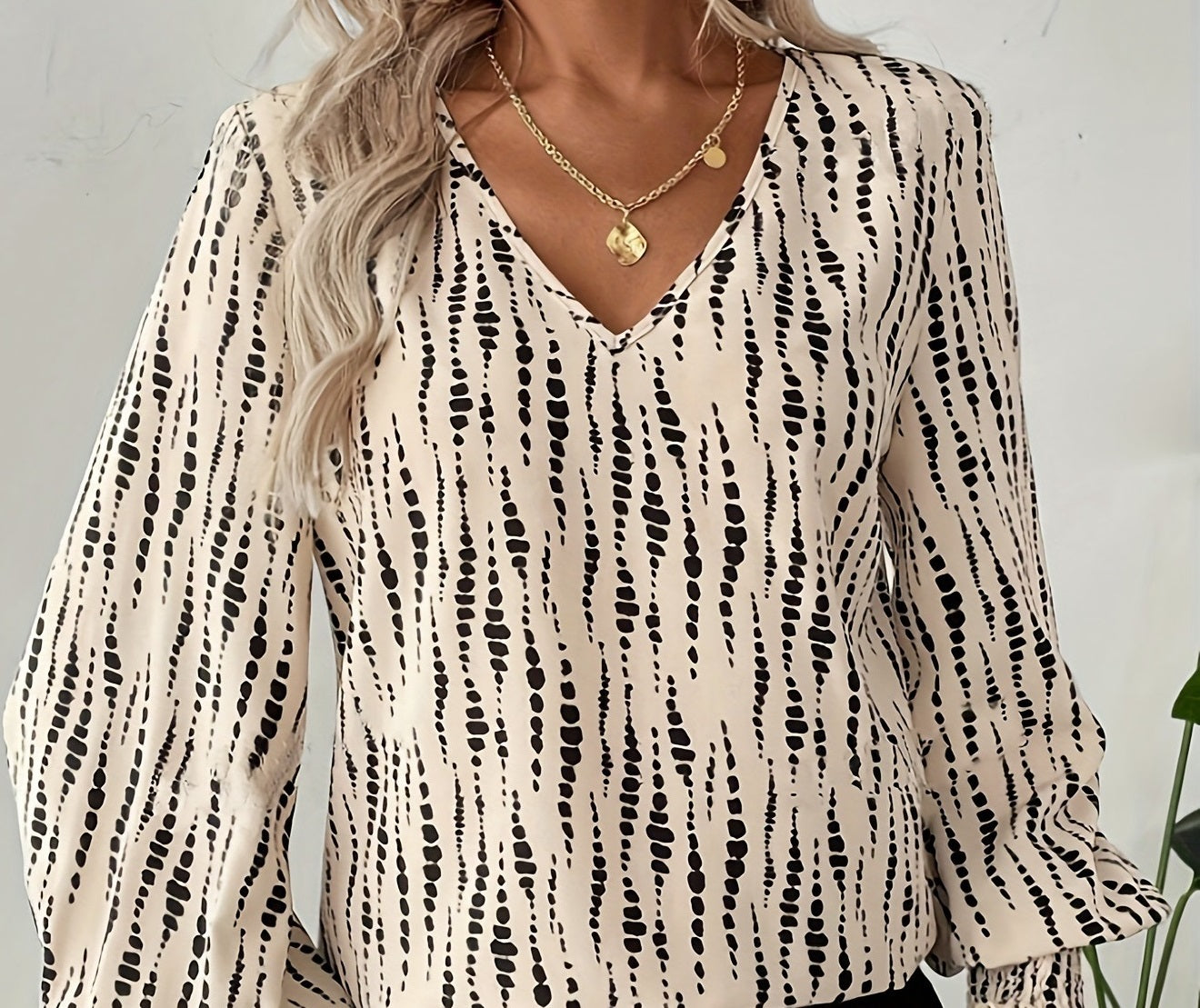 Chemise élégante à col en V pour femme, vêtements d'automne