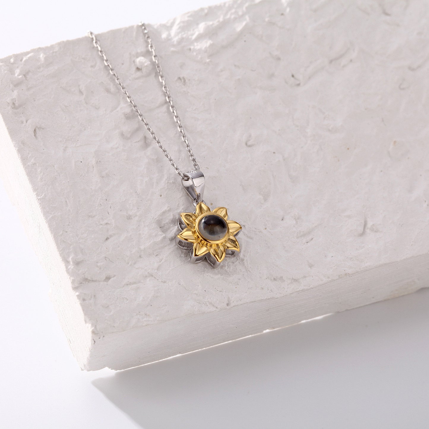 Collier projection de tournesol en argent S925 pour femme