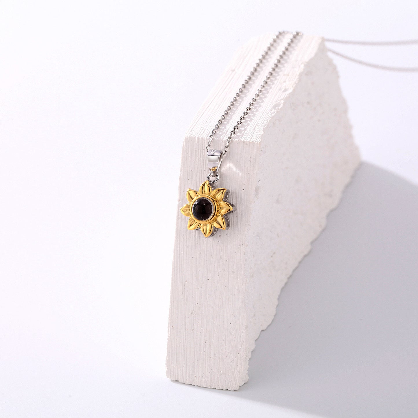 Collier projection de tournesol en argent S925 pour femme