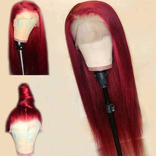 Perruques en cheveux humains bordeaux et rouges