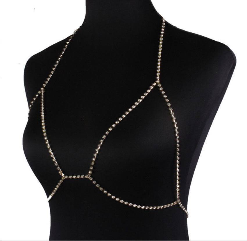 Collier de bijoux de corps en strass pour femme