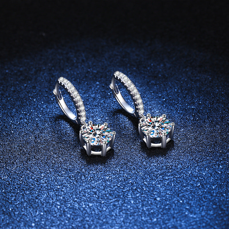 Boucles d'oreilles à six griffes en moissanite couleur D pour femmes