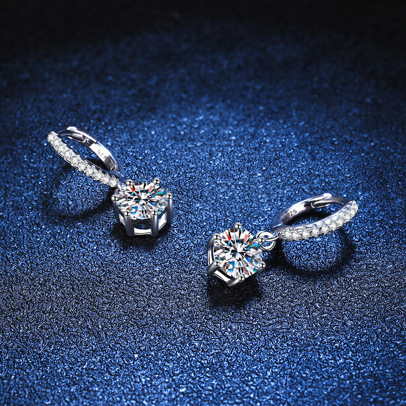 Boucles d'oreilles à six griffes en moissanite couleur D pour femmes
