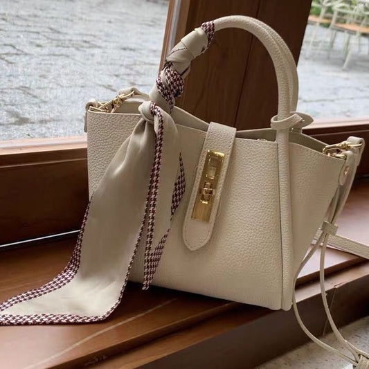 Sac fourre-tout portable en cuir souple à motif litchi