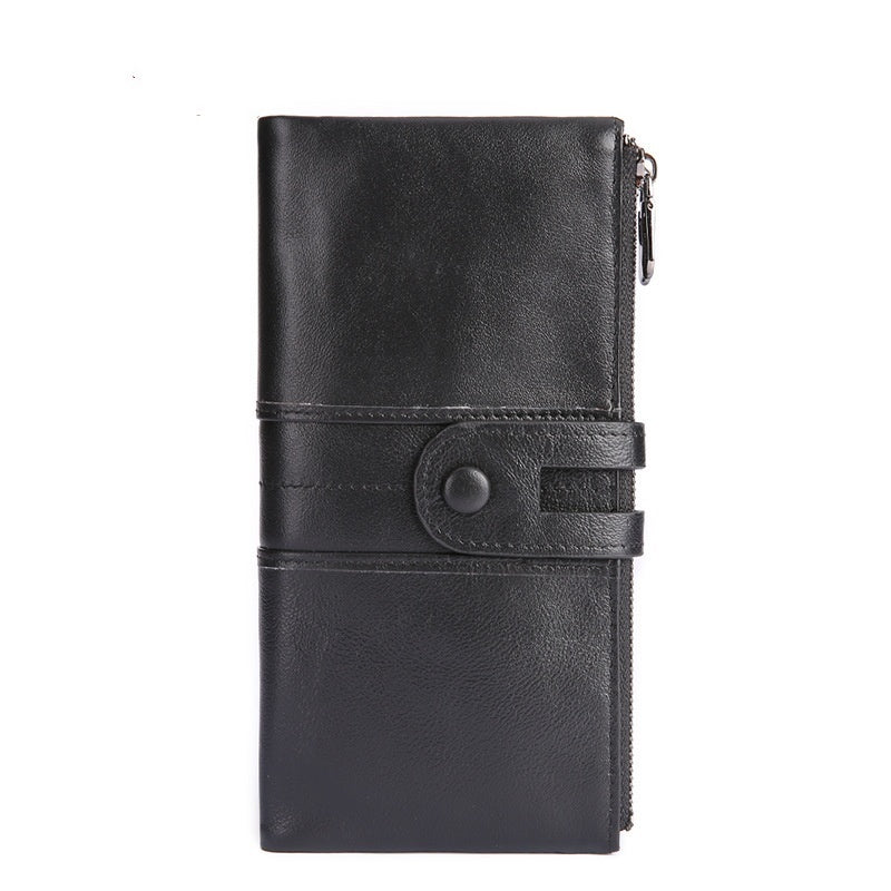 Portefeuille rétro en cuir pour femme, long et tendance, avec porte-monnaie RFID